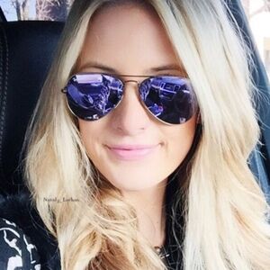 Ray-Ban (Store Display) Aviator Purple Mirror RB3025 Bronze Frame